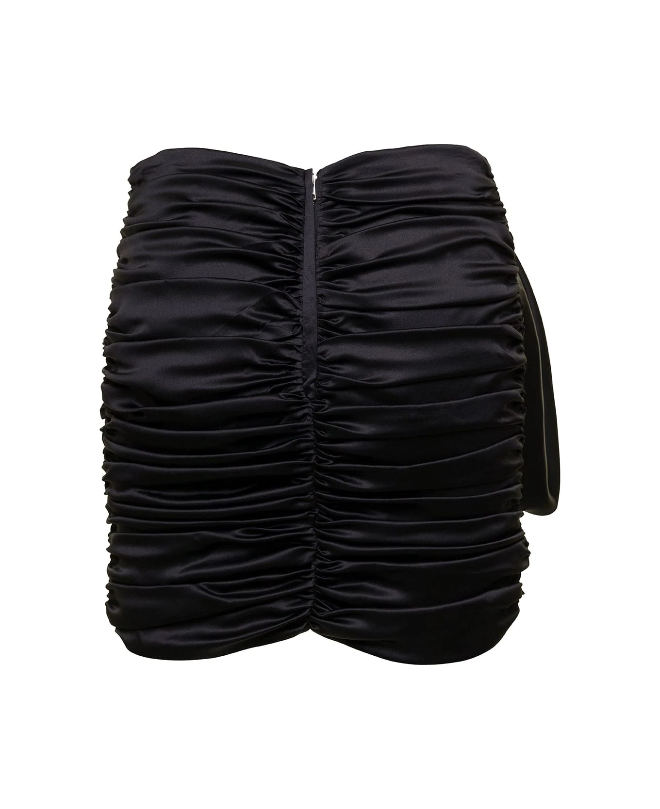 Dolce & Gabbana Short Black Draped Skirt With Bow Detail In Stretch Silk Woman 2 Dolce & Gabbana Short Black Draped Skirt With Bow Detail In Stretch Silk Woman - Image 2