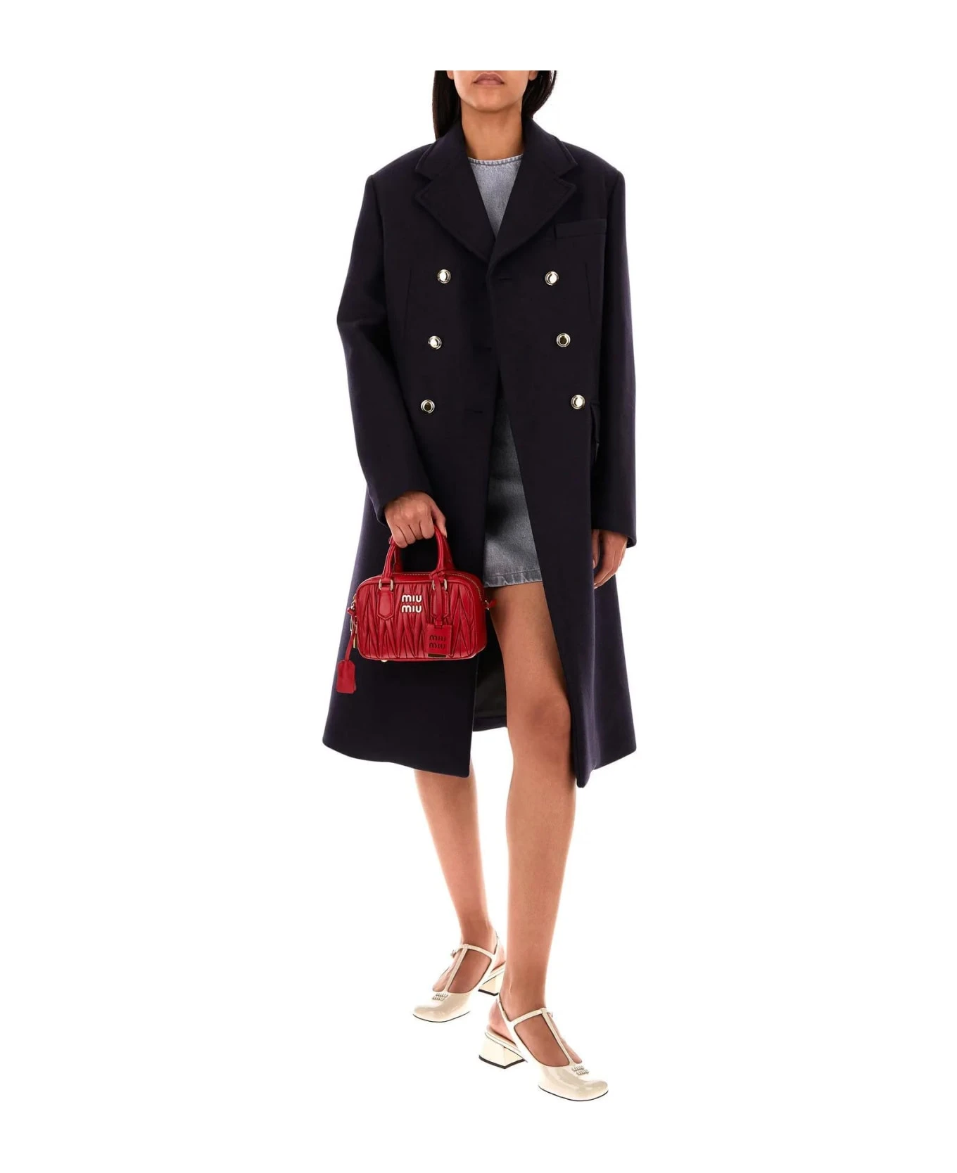 Miu Miu Midnight Blue Wool Coat 2 Miu Miu Midnight Blue Wool Coat - Image 2