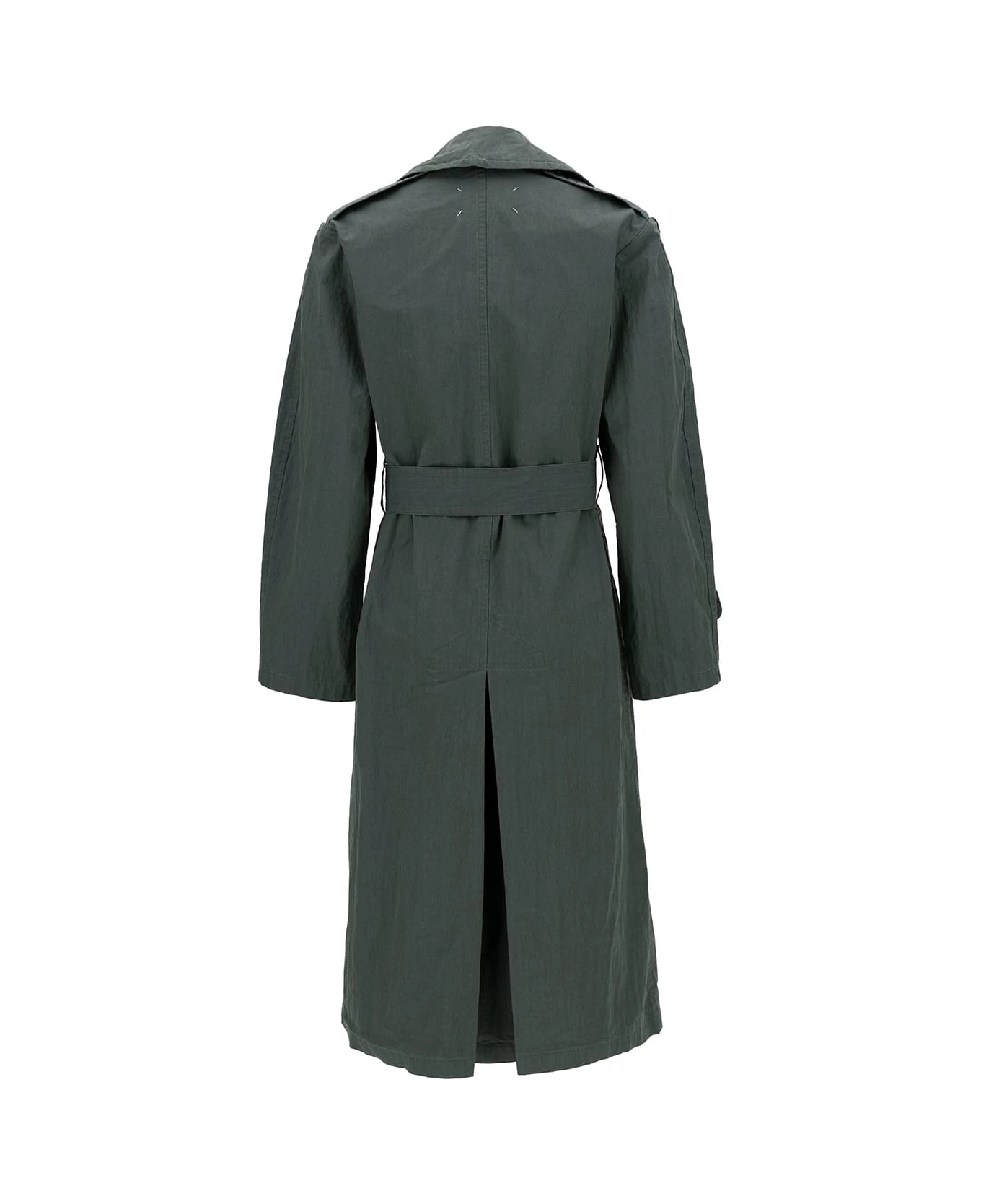 Maison Margiela Green Waterproof Trench Coat With Matching Waist In Cotton Blend Woman 2 Maison Margiela Green Waterproof Trench Coat With Matching Waist In Cotton Blend Woman - Image 2