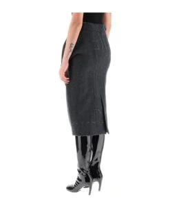 Maison Margiela Wool Midi Skirt With Stitching -Italist Store 03d5a86fc81bc09a6dfdba04b5a47f21