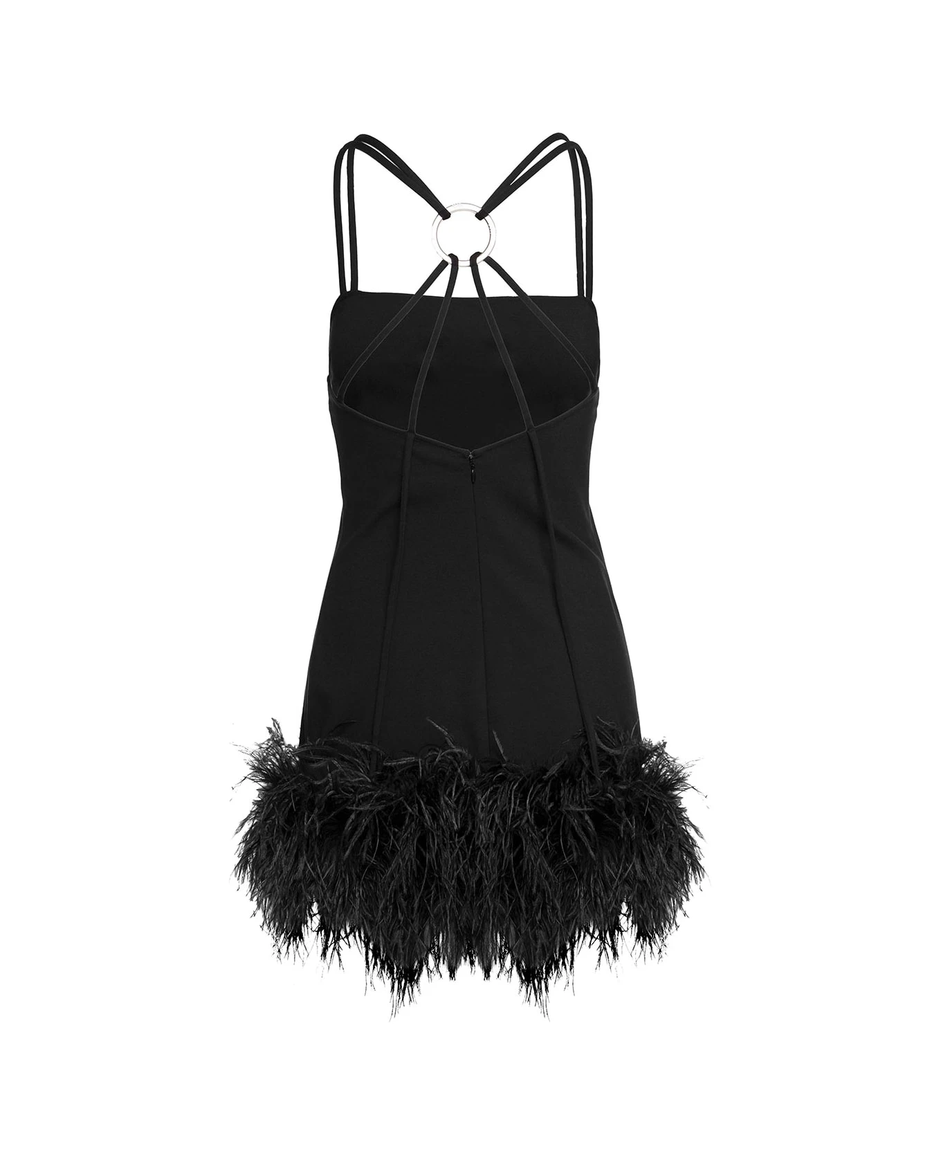 'fujiko' Mini Black Dress With Ostrich Boa Feathers And Side Split Woman The Attico 2 'fujiko' Mini Black Dress With Ostrich Boa Feathers And Side Split Woman The Attico - Image 2