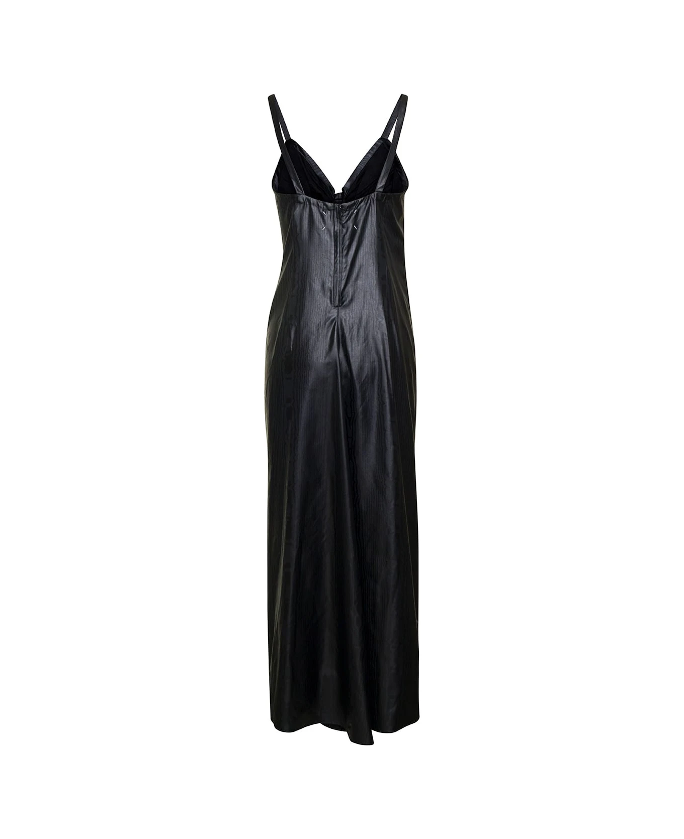 Maison Margiela Black Poly Ruched Midi Dress In Polyester Woman 2 Maison Margiela Black Poly Ruched Midi Dress In Polyester Woman - Image 2