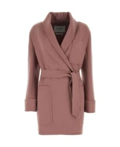 Max Mara Antiqued Pink Wool Blend Coat