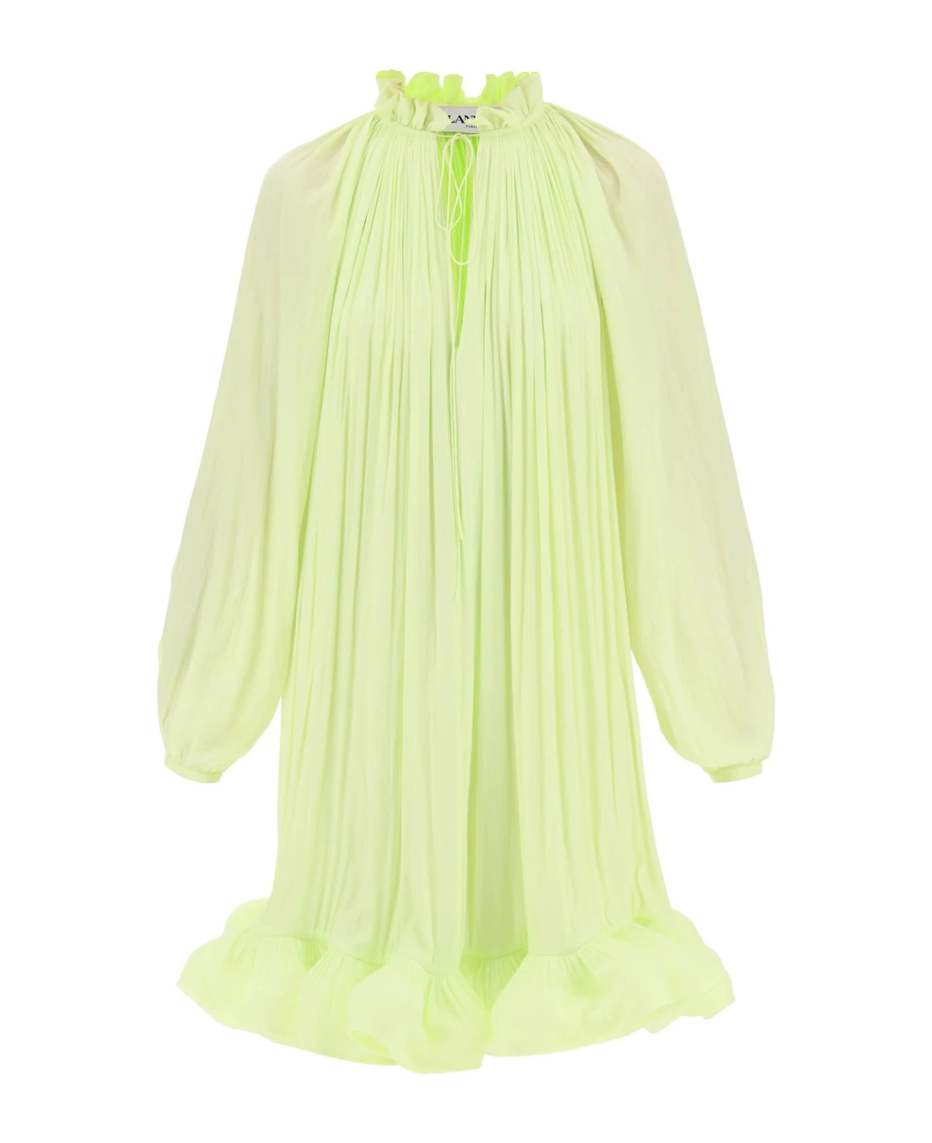 Lanvin Short Ruffled Dress In Charmeuse 1 Lanvin Short Ruffled Dress In Charmeuse