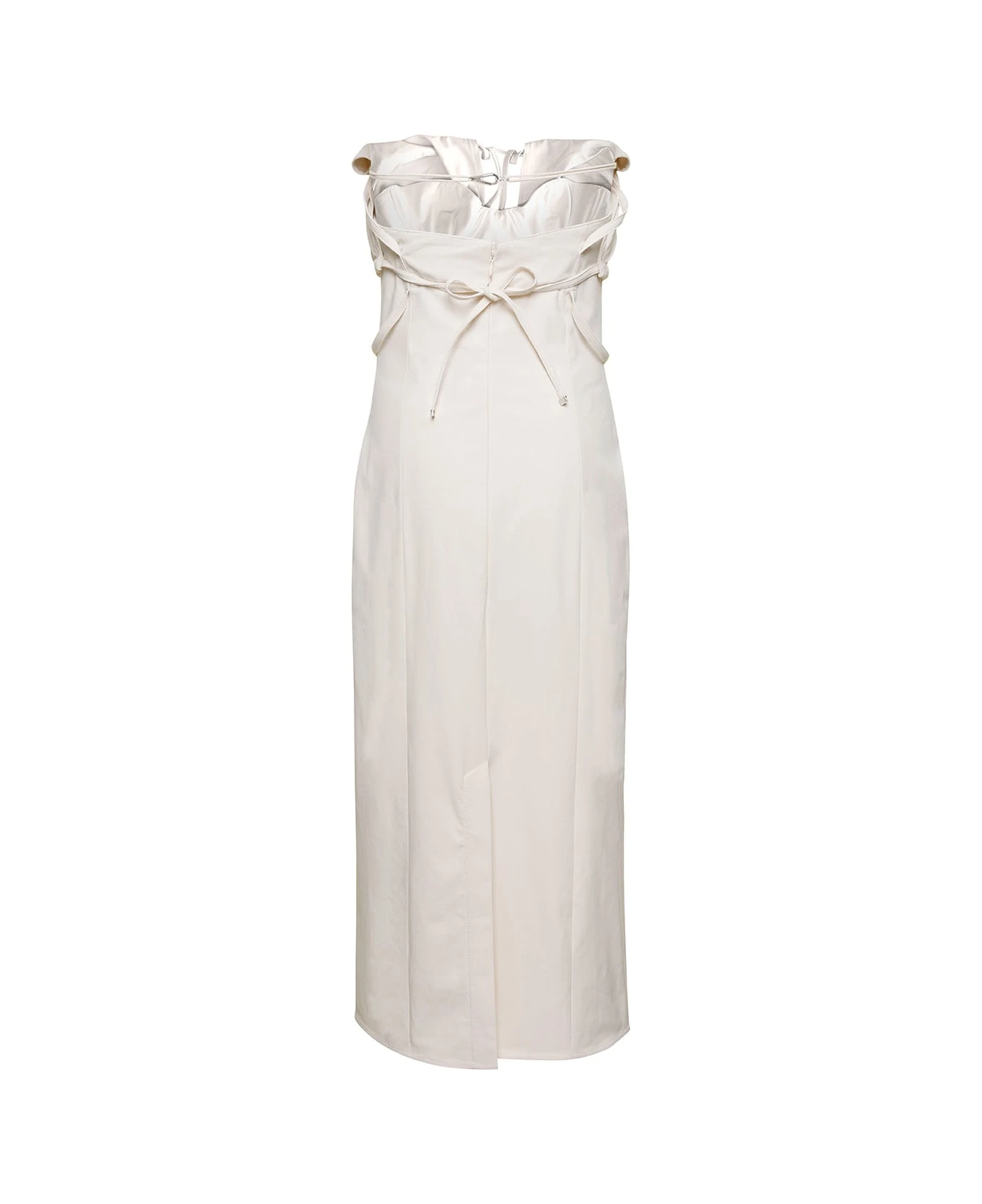 Jacquemus 'la Robe Bikin' Midi White Dress In Cotton Blend Woman 2 Jacquemus 'la Robe Bikin' Midi White Dress In Cotton Blend Woman - Image 2