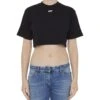 Off-White Crop T-shirt With Off Logo