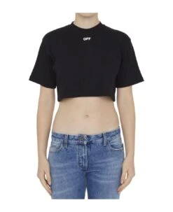 Off-White Crop T-shirt With Off Logo