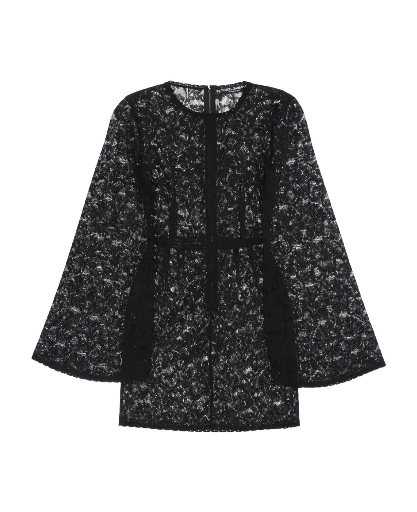 Dolce & Gabbana Mini Dress In Floral Openwork Knit 1 Dolce & Gabbana Mini Dress In Floral Openwork Knit