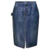 Bottega Veneta Midi Blue Skirt With Logo Ptahc In Denim Printed Silk And Viscose Woman