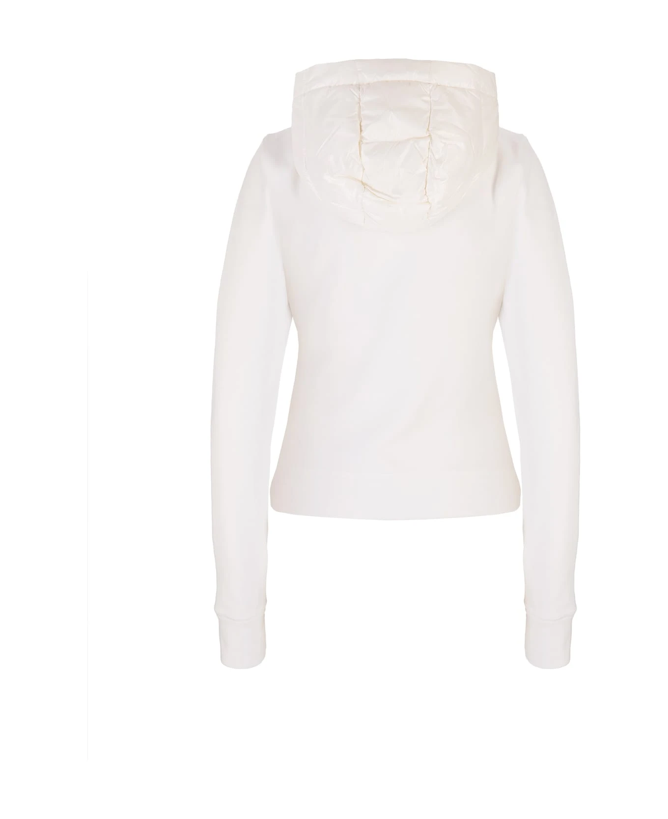 Woman White Hoodie With Padding 2 Woman White Hoodie With Padding - Image 2