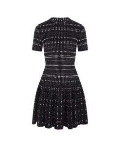 Alexander McQueen Black And White Knitted Mini Dress