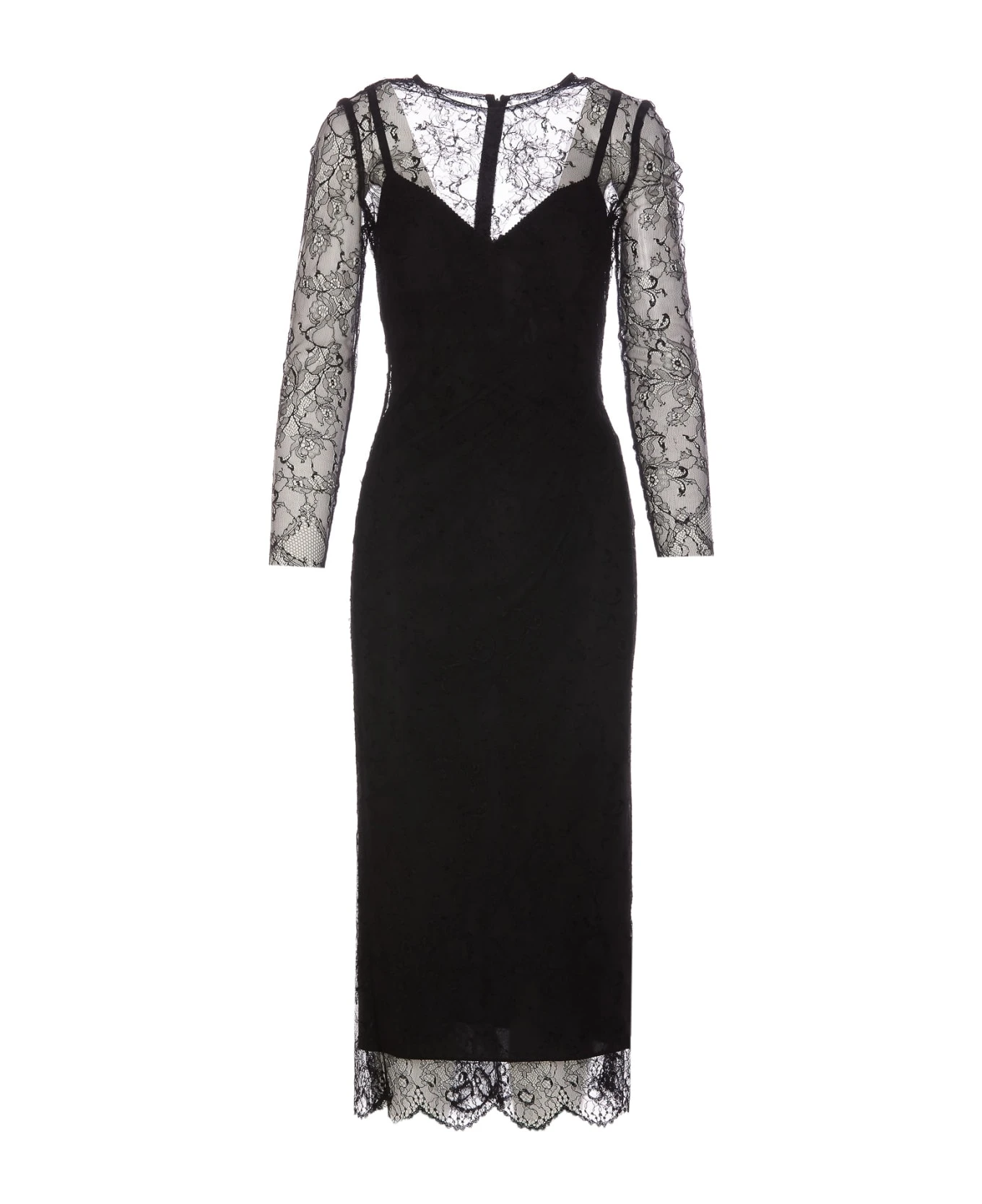 Dolce & Gabbana Chantilly Laces Fil Coupe' Longuette Dress 1 Dolce & Gabbana Chantilly Laces Fil Coupe' Longuette Dress