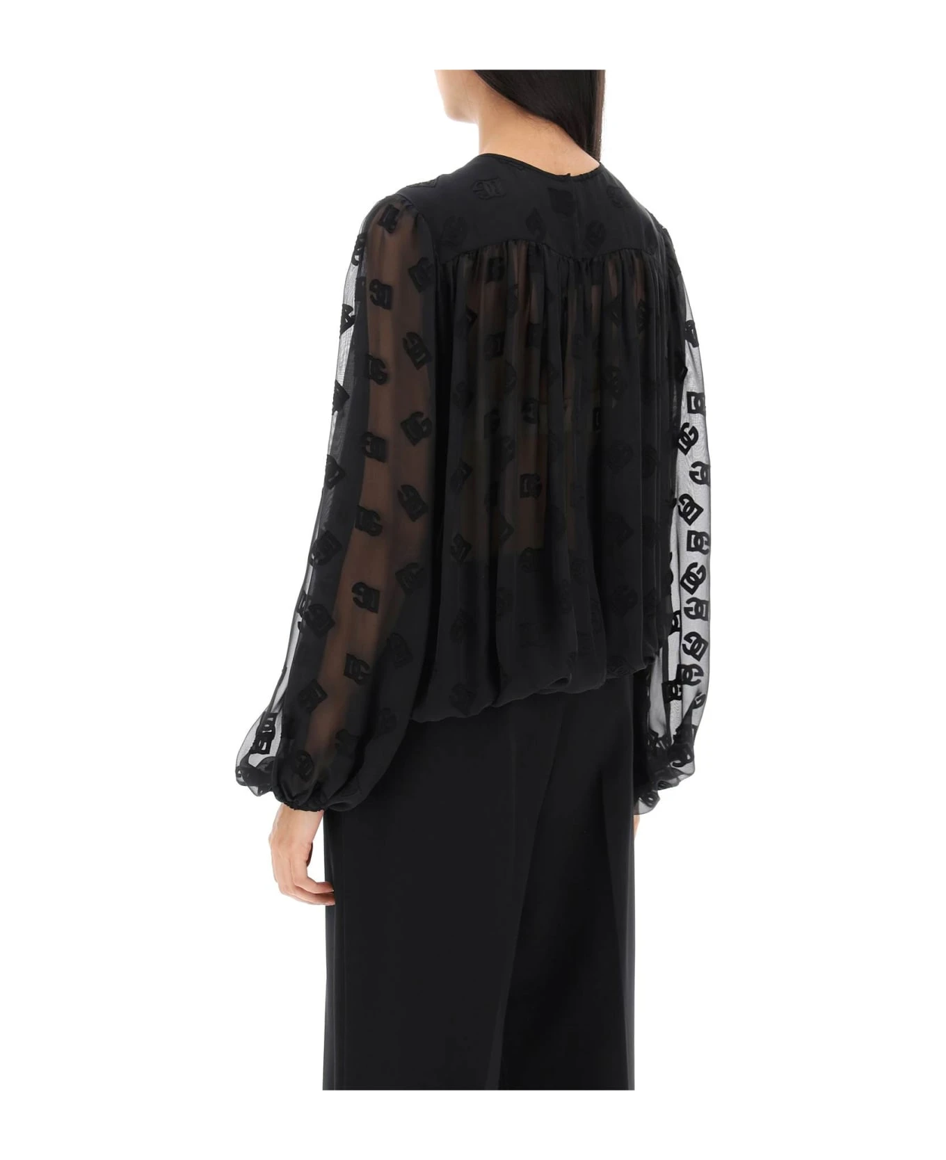 Dolce & Gabbana Dg Dévoré Satin Blouse 3 Dolce & Gabbana Dg Dévoré Satin Blouse - Image 3