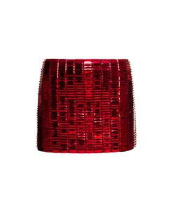 'rue' Red Low Waisted Miniskirt With Rectangular Mirror Sequins In Techno Jersey Woman