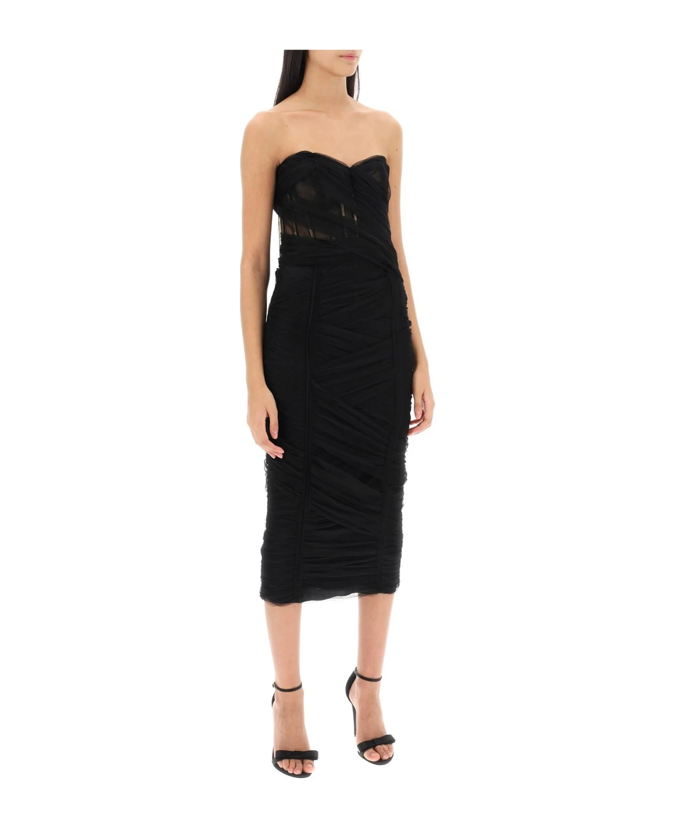 Dolce & Gabbana Midi Bustier Dress In Draped Tulle 2 Dolce & Gabbana Midi Bustier Dress In Draped Tulle - Image 2