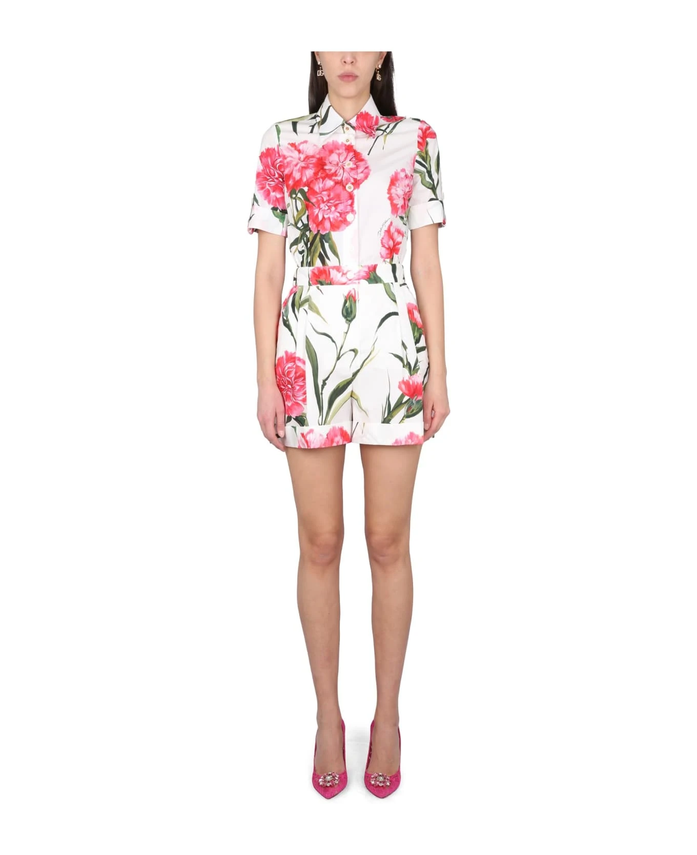 Dolce & Gabbana Short Jumpsuit With Carnation Print 1 Dolce & Gabbana Short Jumpsuit With Carnation Print