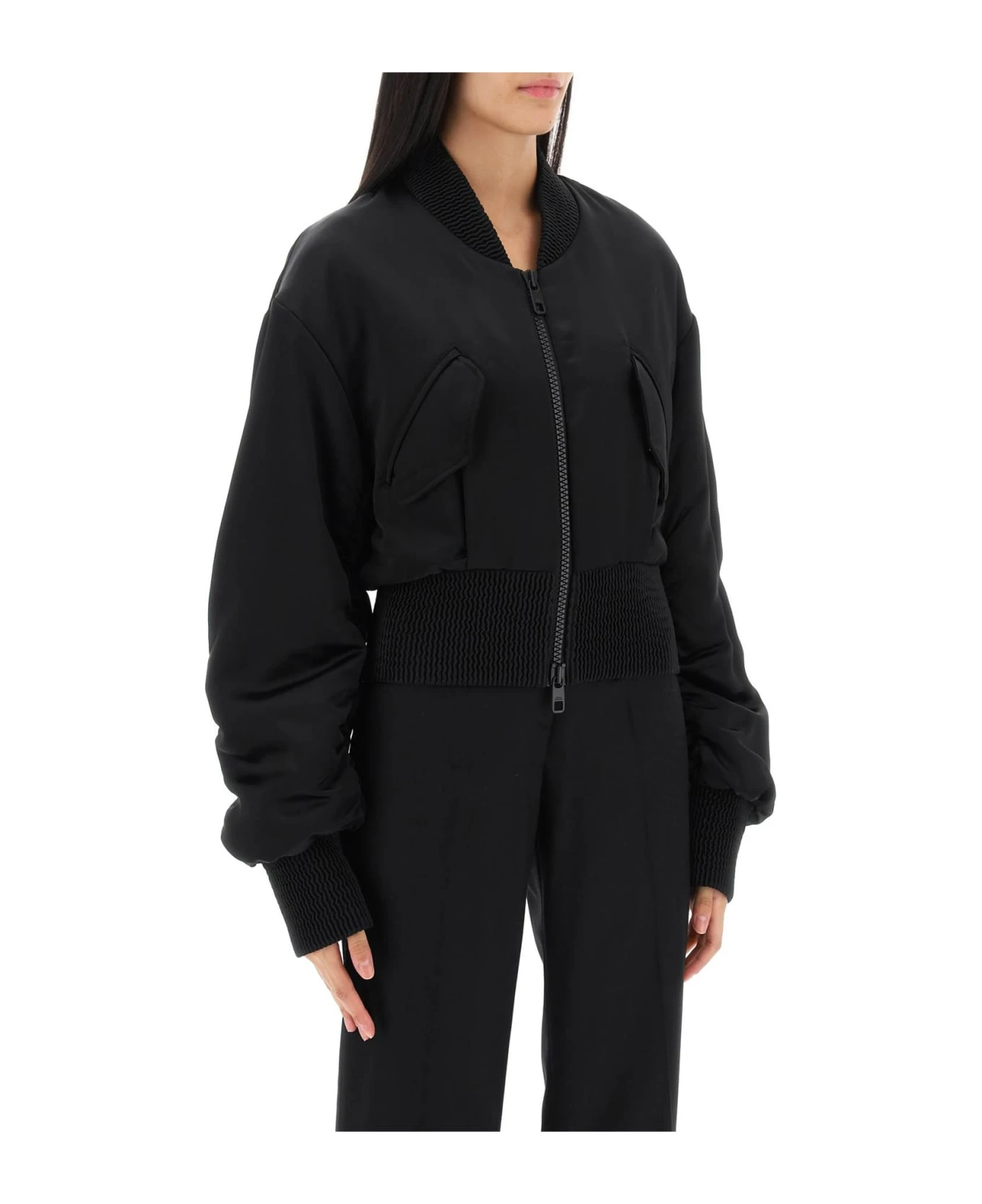 Dolce & Gabbana Charmeuse Bomber Jacket With Draped Sleeves 2 Dolce & Gabbana Charmeuse Bomber Jacket With Draped Sleeves - Image 2