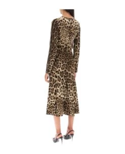 Dolce & Gabbana Midi Dress In Leopard Cady -Italist Store 1f2d758b376742f2bb3f07690cc54086