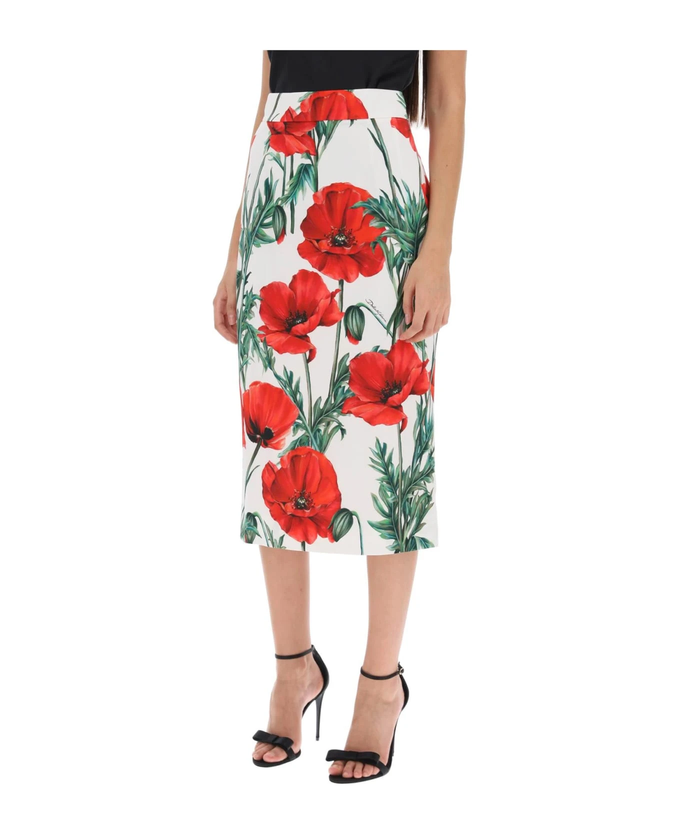 Dolce & Gabbana Midi Skirt With Poppy Print 4 Dolce & Gabbana Midi Skirt With Poppy Print - Image 4