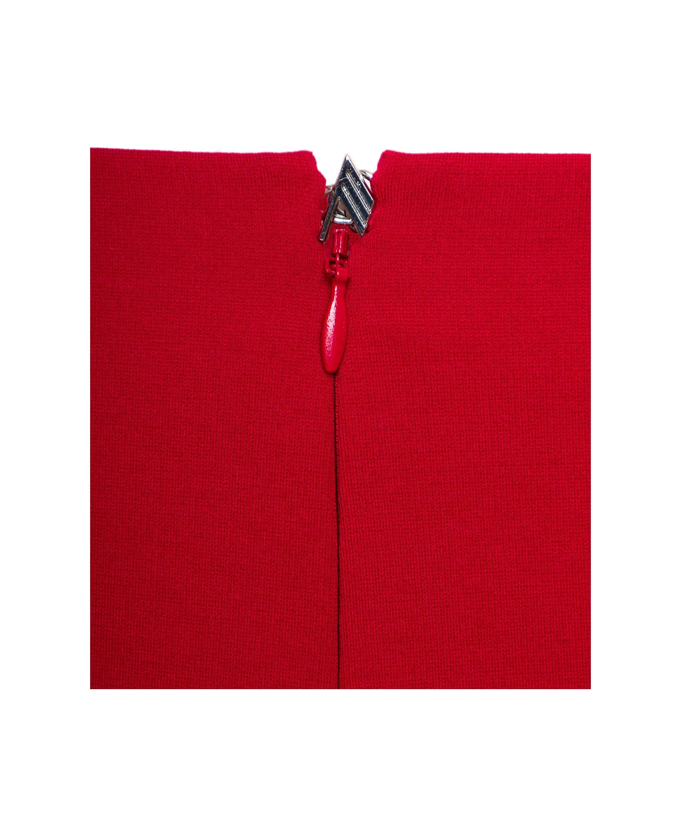 'rue' Red Low Waisted Miniskirt With Rectangular Mirror Sequins In Techno Jersey Woman 3 'rue' Red Low Waisted Miniskirt With Rectangular Mirror Sequins In Techno Jersey Woman - Image 3