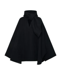 Black Virgin Wool Blend Cape