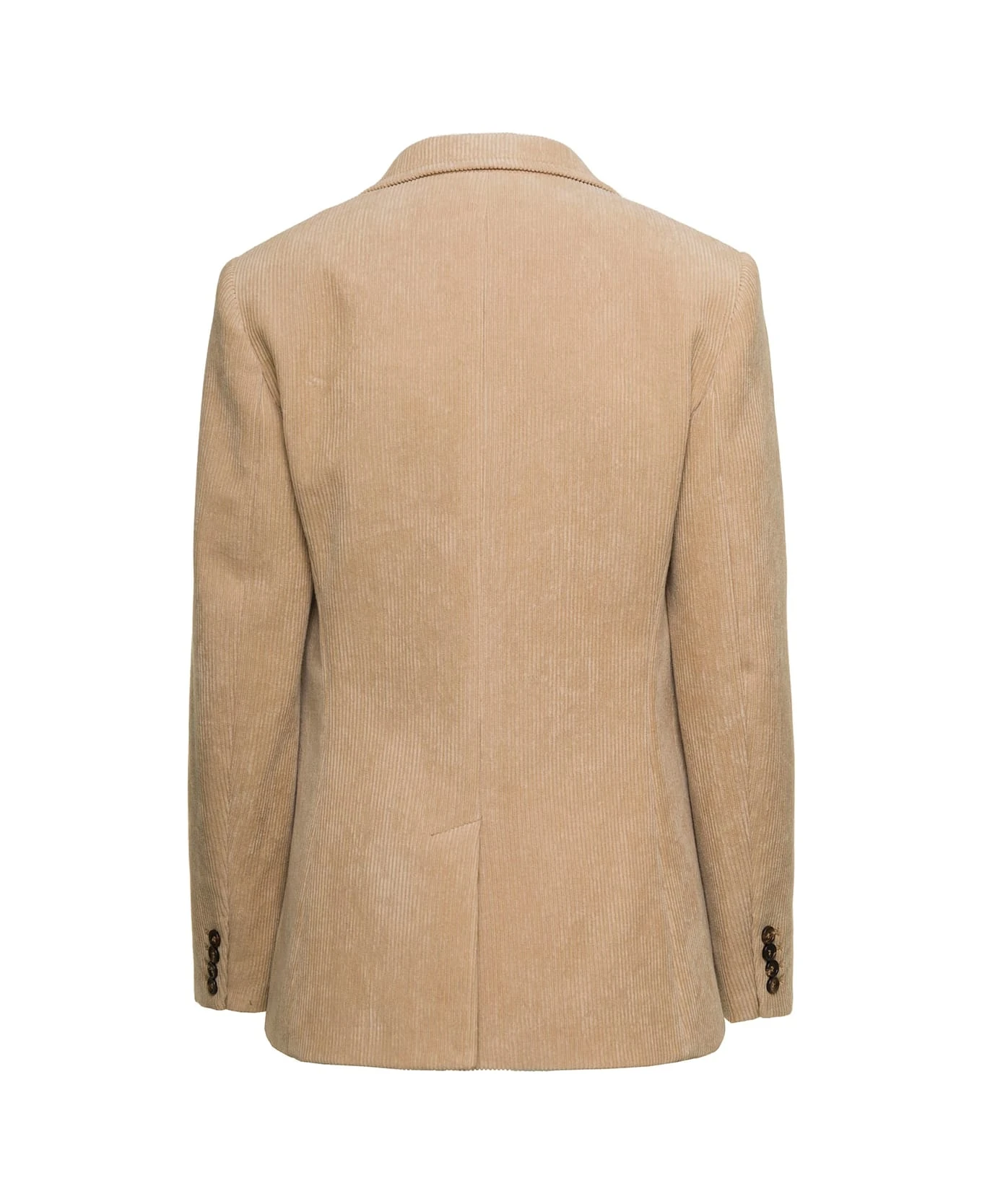 Chloé Beige Single-breasted Jacket With Notched Revers In Cotton Velvet Woman 2 Chloé Beige Single-breasted Jacket With Notched Revers In Cotton Velvet Woman - Image 2