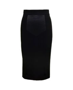 Dolce & Gabbana Midi Black Skirt With Quilted Detail In Fabric Woman