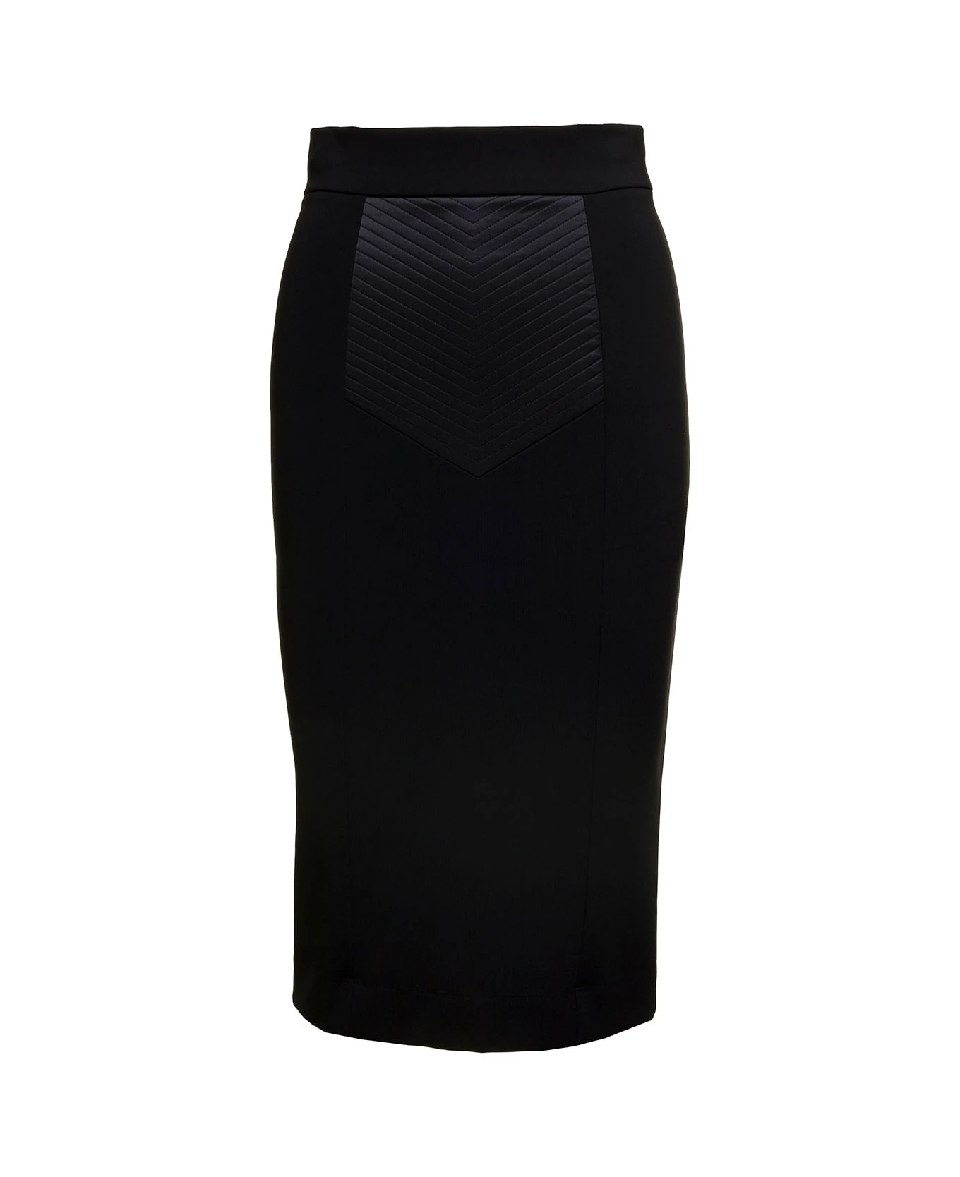 Dolce & Gabbana Midi Black Skirt With Quilted Detail In Fabric Woman 1 Dolce & Gabbana Midi Black Skirt With Quilted Detail In Fabric Woman