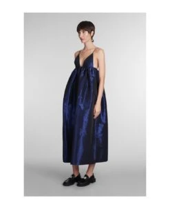 Ganni Dress In Blue Polyester -Italist Store 2f753fc8b8e2acf0110583b805f5662b