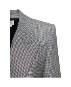 Alexander McQueen Grey Double-breasted Jacket With Houndstooth Motif In Wool Woman -Italist Store 2f7d65e247a4de09edb40e00adedbadf