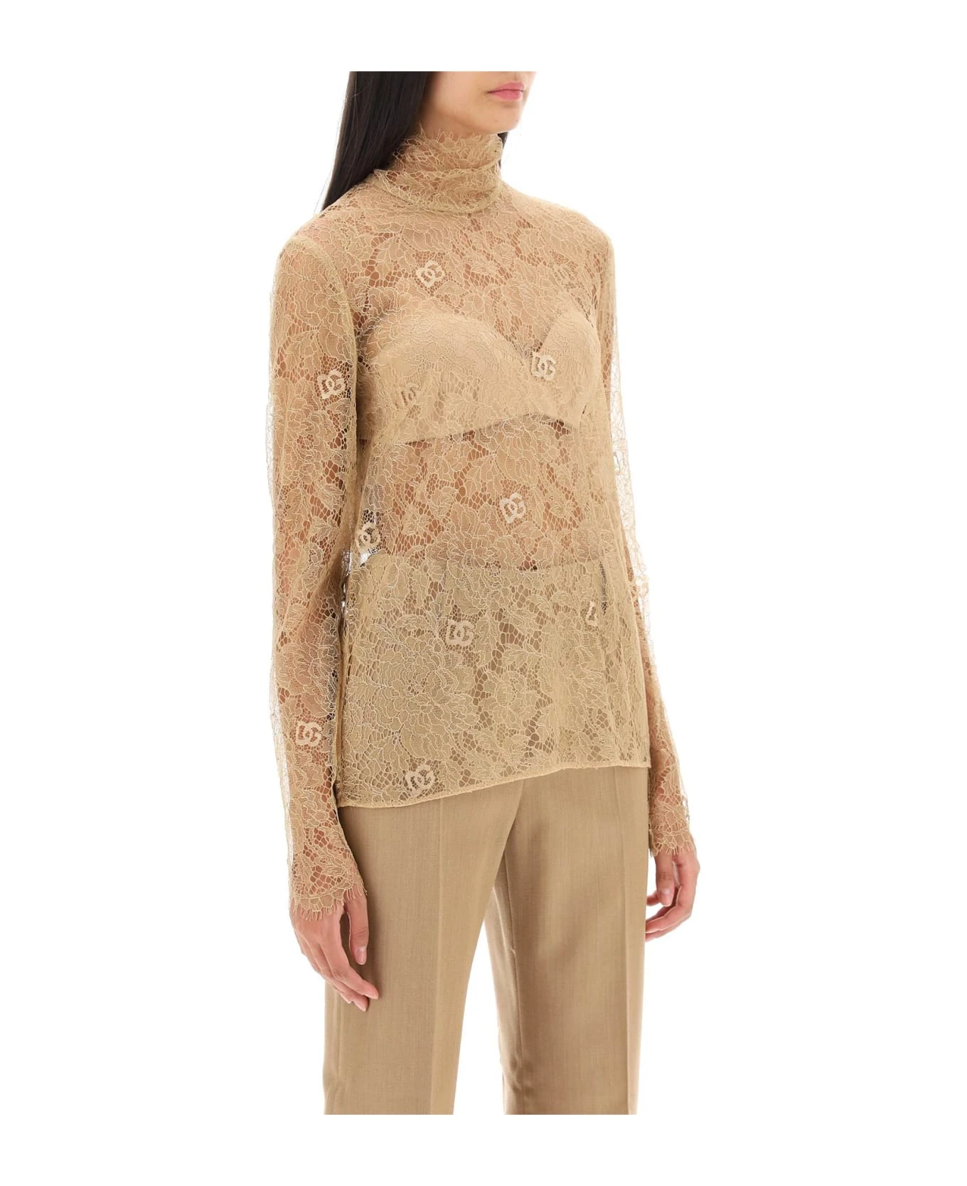 Dolce & Gabbana Blouse In Logoed Floral Lace 2 Dolce & Gabbana Blouse In Logoed Floral Lace - Image 2