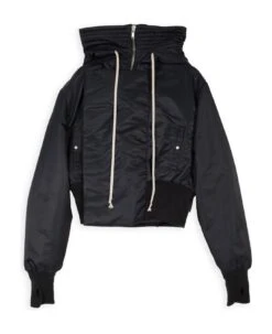 Alice Parka Black Nylon Short Parka With Oversized Hood - Alice Parka