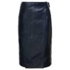 Bottega Veneta Midi Blue Belted Wrap Skirt In Leather Woman