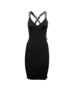 Off-White Off White Women's Black Fabric Dress With Logoed Shoulder Straps