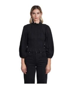 Idris Blouse In Black Cotton