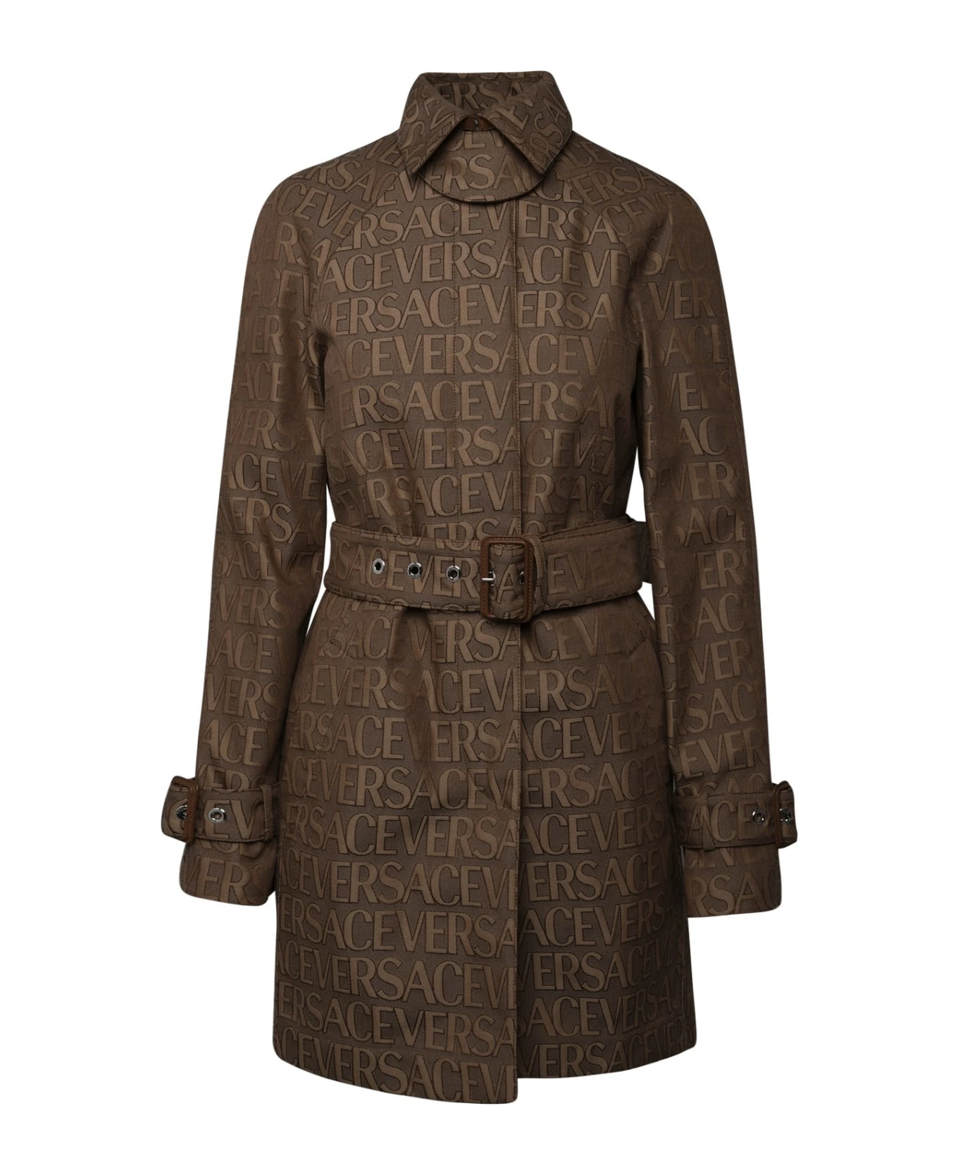 Versace Brown Cotton Blend Trench Coat 1 Versace Brown Cotton Blend Trench Coat