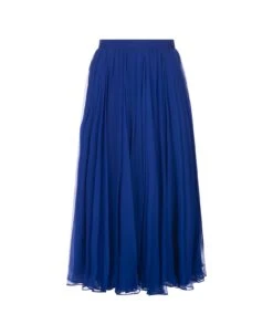 Alexander McQueen Ultramarine Blue Pleated Midi Skirt