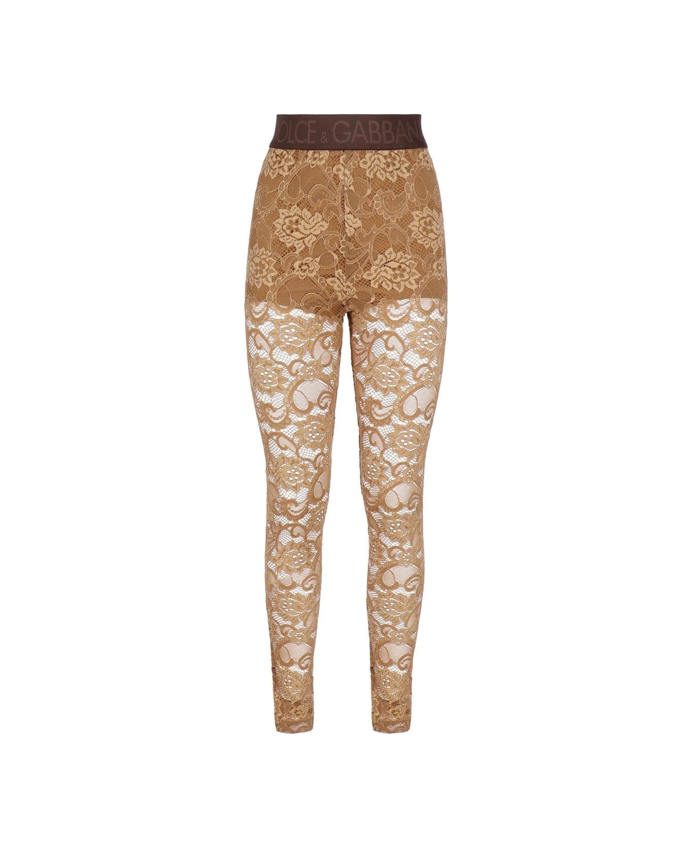 Dolce & Gabbana Logo-waistband Stretched Laced Leggings 1 Dolce & Gabbana Logo-waistband Stretched Laced Leggings