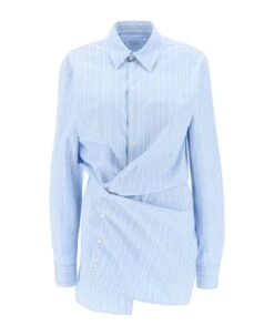 Off-White Striped-poplin Mini Shirt Dress
