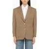 Gucci Single-breasted Camel Wool Jacket