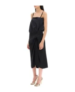 Maison Margiela Dual Material Midi Dress -Italist Store 438a9b14ba2de0c38ccbc65a48510ac3