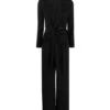 Alberta Ferretti Black Enver Draped Satin Jumpsuit