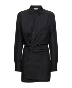 Off-White Black Silk-cotton Blend Shirtdress