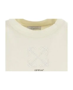 Off-White Small Arrow Pearls X Crop Tee Beige Bla -Italist Store 46f523e048a43572537d7fb19e345815