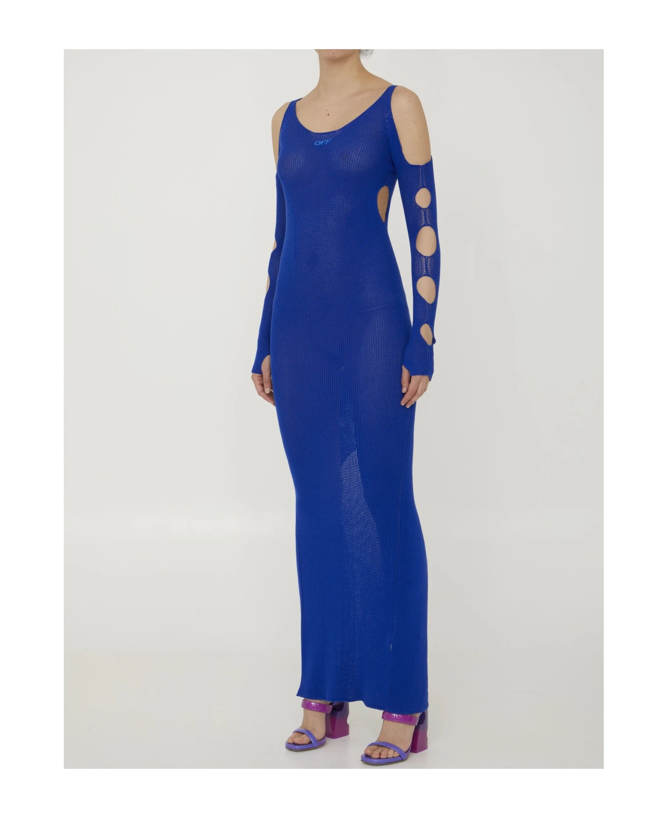 Off-White Cut-out Net Long Dress 2 Off-White Cut-out Net Long Dress - Image 2