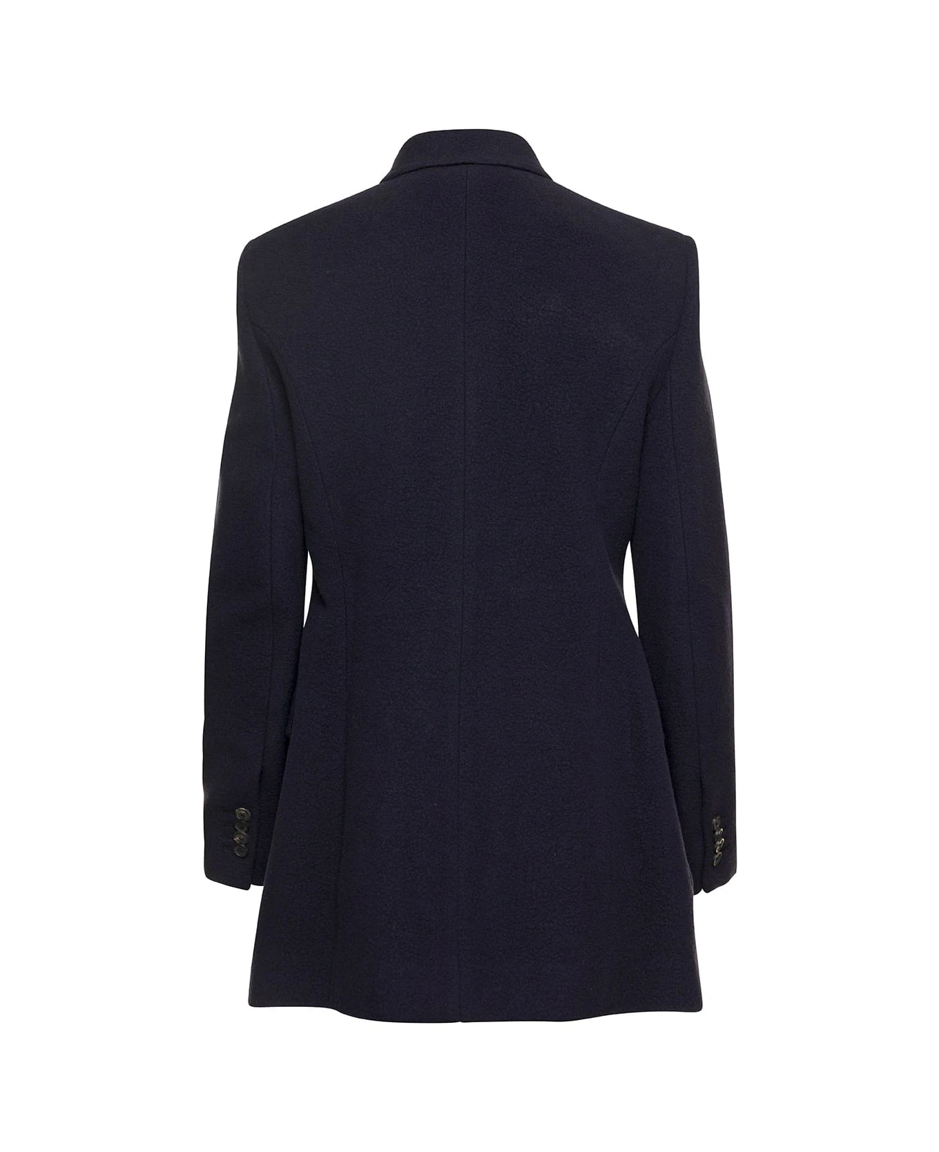 Balenciaga 'hourglass' Blue Double-breasted Jacket With Peaked Revers In Brushed Wool Woman 2 Balenciaga 'hourglass' Blue Double-breasted Jacket With Peaked Revers In Brushed Wool Woman - Image 2