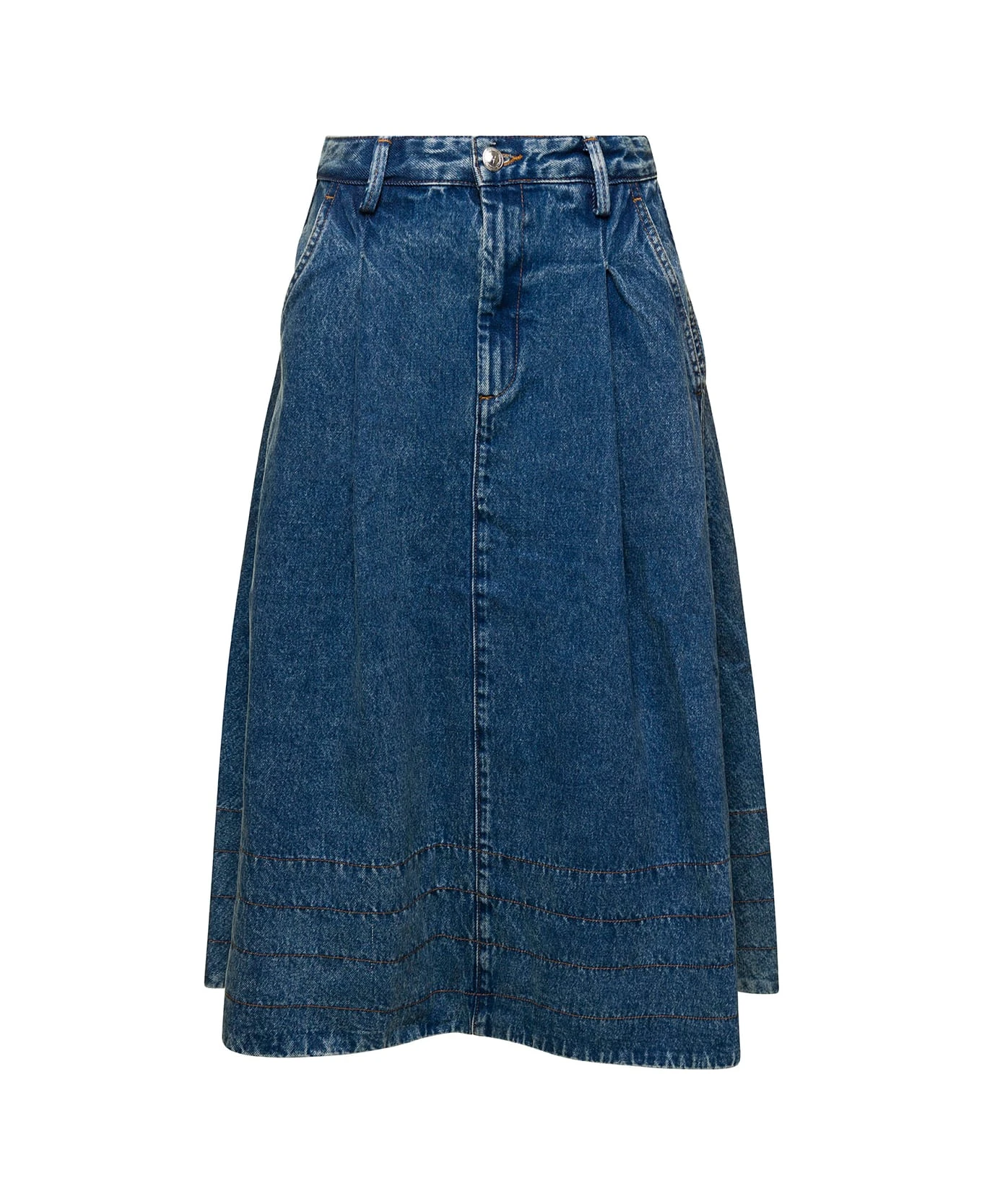 A.P.C. Oversized Midi Light Blue Skirt In Cotton Denim Woman 1 A.P.C. Oversized Midi Light Blue Skirt In Cotton Denim Woman