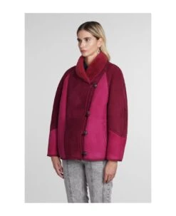 Abeni Coat In Bordeaux Leather -Italist Store 4c23911df5603eb6a077b8c552becea6