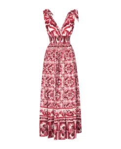 Dolce & Gabbana Fitted Waist V-neck Sleeveless Dress