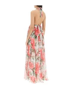 Dolce & Gabbana Carnation Print Long Silk Dress -Italist Store 4dda32cbdf5ef6885d74edd80766d0b1